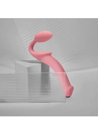 Розовый безремневой страпон Strap-on-me Semi-Realistic Bendable Strap-On size S - Strap-on-me - купить с доставкой в Орске