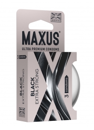 Черные утолщенные презервативы MAXUS Extra Strong с железным кейсом - 3 шт. - Maxus - купить с доставкой в Орске