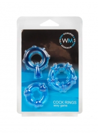Набор из 3 синих эрекционных колец с различным рельефом - Erowoman-Eroman - в Орске купить с доставкой