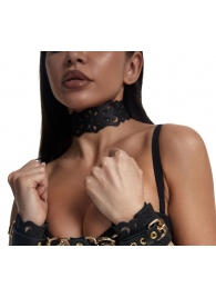 Черный ажурный чокер с золотистой фурнитурой - Crazy Handmade - купить с доставкой в Орске