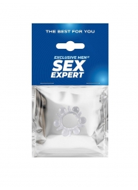Прозрачное эрекционное кольцо с шариками и шипами - Sex Expert - в Орске купить с доставкой