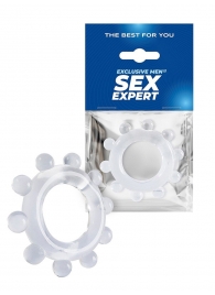 Прозрачное эрекционное кольцо со стимулирующими шариками - Sex Expert - в Орске купить с доставкой