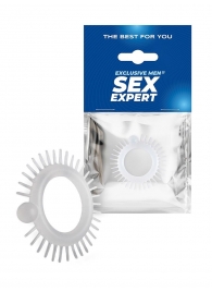 Эластичное эрекционное кольцо с шипиками и шариком - Sex Expert - в Орске купить с доставкой
