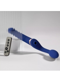 Синий безремневой страпон Multi Orgasm Bendable Strap-On size L с клиторальной стимуляцией - Strap-on-me - купить с доставкой в Орске