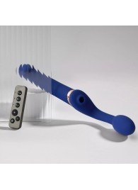 Синий безремневой страпон Multi Orgasm Bendable Strap-On size XL с клиторальной стимуляцией - Strap-on-me - купить с доставкой в Орске