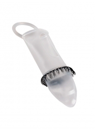 Закрытая насадка на пенис с подхватом мошонки и стимулирующими «ресничками» - Sextaz - в Орске купить с доставкой