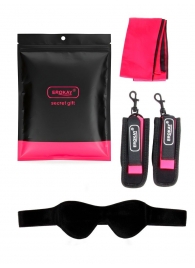 Черно-розовый эротический набор: маска, наручники и повязка - Erokay - купить с доставкой в Орске