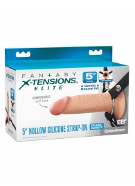 Телесный пустотелый фаллопротез 5’’ Hollow Silicone Strap-On - 14 см. - Pipedream - купить с доставкой в Орске