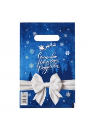 Сине-белый подарочный новогодний пакет с вырубной ручкой (20х30 см) - Сима-Ленд - купить с доставкой в Орске