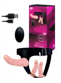 Женский страпон с 3 насадками и вибрацией - Erowoman-Eroman - купить с доставкой в Орске