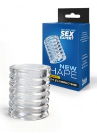 Прозрачная сквозная насадка на пенис с ребрышками - Sex Expert - в Орске купить с доставкой