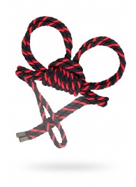 Черно-красные наручники-оковы ’’Узел-омега’’ из хлопковой веревки - Pecado - купить с доставкой в Орске