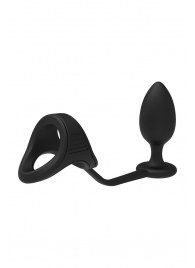 Черное эрекционное кольцо с анальной пробкой Cockstrap With Anal Plug - Dream Toys - в Орске купить с доставкой