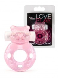Розовое эрекционное виброкольцо в форме мишки - 1137 - в Орске купить с доставкой