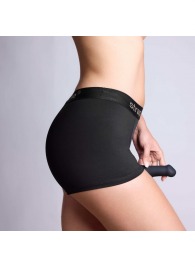 Черные трусики-боксеры для фиксации насадок Strap-on-me Harness Lingerie Allure - size XL - Strap-on-me - купить с доставкой в Орске