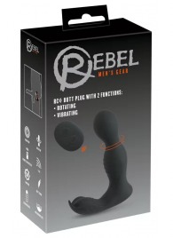 Черная анальная пробка с вибрацией, вращением и пультом ДУ RC Butt Plug with 2 Functions - Orion - в Орске купить с доставкой
