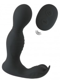 Черная анальная пробка с вибрацией, вращением и пультом ДУ RC Butt Plug with 2 Functions - Orion - в Орске купить с доставкой