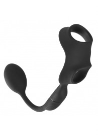 Черное виброкольцо с анальной пробкой Cock Ring with RC Butt Plug - Orion - в Орске купить с доставкой