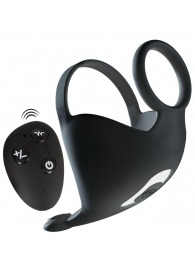 Черная вибронасадка для эрекции и стимуляции мошонки Cock ring with RC ball massager - Orion - в Орске купить с доставкой