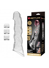 Прозрачный фаллоудлинитель с 3 вставками - 28 см. - Baile - в Орске купить с доставкой