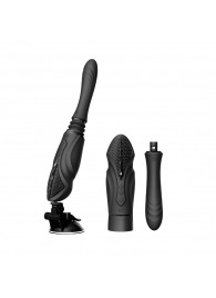 Черная секс-машина с функцией нагрева, насадками и присоской Sesh - Zalo - купить с доставкой в Орске