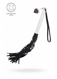 Плеть с белой рукоятью и чёрными хлыстами - 50 см. - Pecado - купить с доставкой в Орске