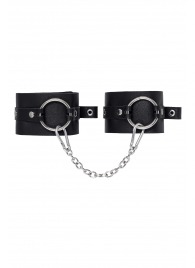 Черные оковы из толстой кожи с люверсами - Pecado - купить с доставкой в Орске