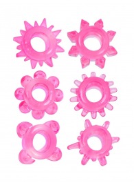 Набор из 6 розовых эрекционных колец с различным рельефом - Erowoman-Eroman - в Орске купить с доставкой