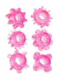 Набор из 6 розовых эрекционных колец с различным рельефом - Erowoman-Eroman - в Орске купить с доставкой