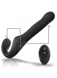 Черный безремневой страпон с вибрацией и возвратно-поступательными движениями - 24 см. - Ibiza - купить с доставкой в Орске