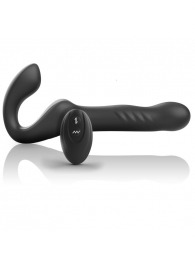 Черный безремневой страпон с вибрацией и возвратно-поступательными движениями - 24 см. - Ibiza - купить с доставкой в Орске