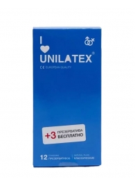 Классические презервативы Unilatex Natural Plain - 12 шт. + 3 шт. в подарок - Unilatex - купить с доставкой в Орске