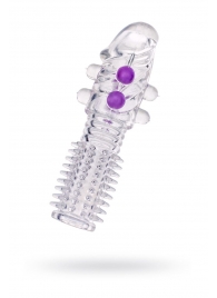 Гелевая прозрачная насадка с шариками и шипами - 14 см. - Toyfa Basic - в Орске купить с доставкой