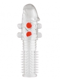 Гелевая прозрачная насадка с шариками и шипами - 14 см. - Toyfa Basic - в Орске купить с доставкой