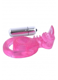 Розовая вибронасадка со стимулятор клитора   Язычок - Toyfa Basic - в Орске купить с доставкой