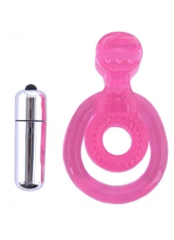 Розовая вибронасадка со стимулятор клитора   Язычок - Toyfa Basic - в Орске купить с доставкой