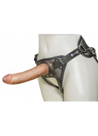 Насадка-фаллоимитатор на кожаных трусиках Harness Ultra Realistic 7  - 18 см. - LOVETOY (А-Полимер) - купить с доставкой в Орске