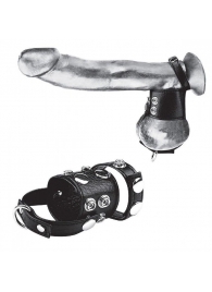 Утяжка на пенис и мошонку Cock Ring With 1.5  Ball Stretcher And Optional Weight Ring - BlueLine - купить с доставкой в Орске