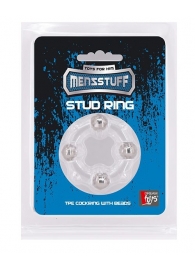 Эрекционное кольцо с 4 бусинами MENZSTUFF STUD RING CLEAR - Dream Toys - в Орске купить с доставкой