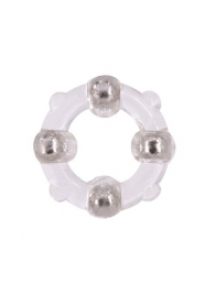 Эрекционное кольцо с 4 бусинами MENZSTUFF STUD RING CLEAR - Dream Toys - в Орске купить с доставкой