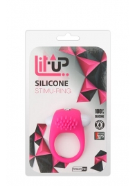 Розовое эрекционное кольцо с щеточкой LIT-UP SILICONE STIMU RING 5 - Dream Toys - в Орске купить с доставкой