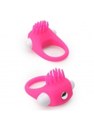 Розовое эрекционное кольцо с щеточкой LIT-UP SILICONE STIMU RING 5 - Dream Toys - в Орске купить с доставкой