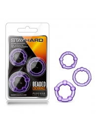 Набор из 3 фиолетовых эрекционных колец Stay Hard Beaded Cockrings - Blush Novelties - в Орске купить с доставкой