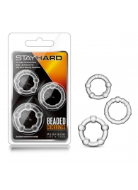 Набор из 3 прозрачных эрекционных колец Stay Hard Beaded Cockrings - Blush Novelties - в Орске купить с доставкой