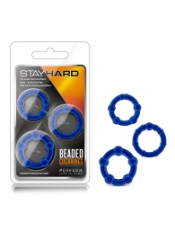 Набор из 3 синих эрекционных колец Stay Hard Beaded Cockrings - Blush Novelties - в Орске купить с доставкой