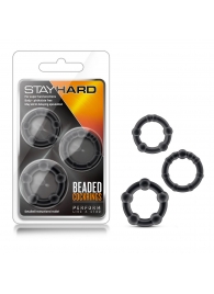 Набор из 3 чёрных эрекционных колец Stay Hard Beaded Cockrings - Blush Novelties - в Орске купить с доставкой