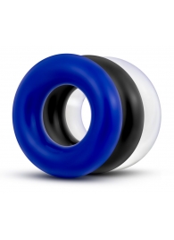 Набор из 3 разноцветных колец Stay Hard Donut Rings - Blush Novelties - в Орске купить с доставкой