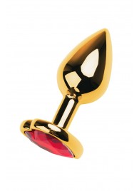 Золотистая анальная пробка с кристаллом-сердцем - 7,5 см. - ToyFa - купить с доставкой в Орске