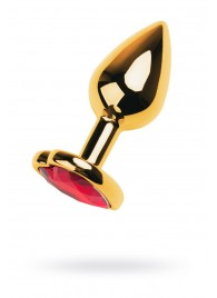 Золотистая анальная пробка с кристаллом-сердцем - 7,5 см. - ToyFa - купить с доставкой в Орске