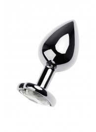 Серебристая анальная пробка с прозрачным кристаллом-сердцем - 8 см. - ToyFa - купить с доставкой в Орске